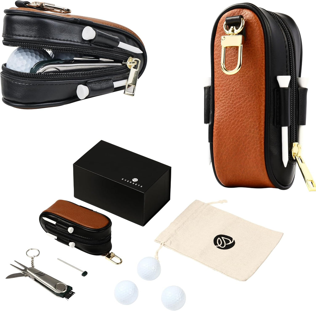 Golf Gift for Men Women - Luxury Golf Accessories Set with Case, 12 Golf Balls, Tees, Divot Tool Knife & Bag Hook - Perfect Holiday Tournament Prize