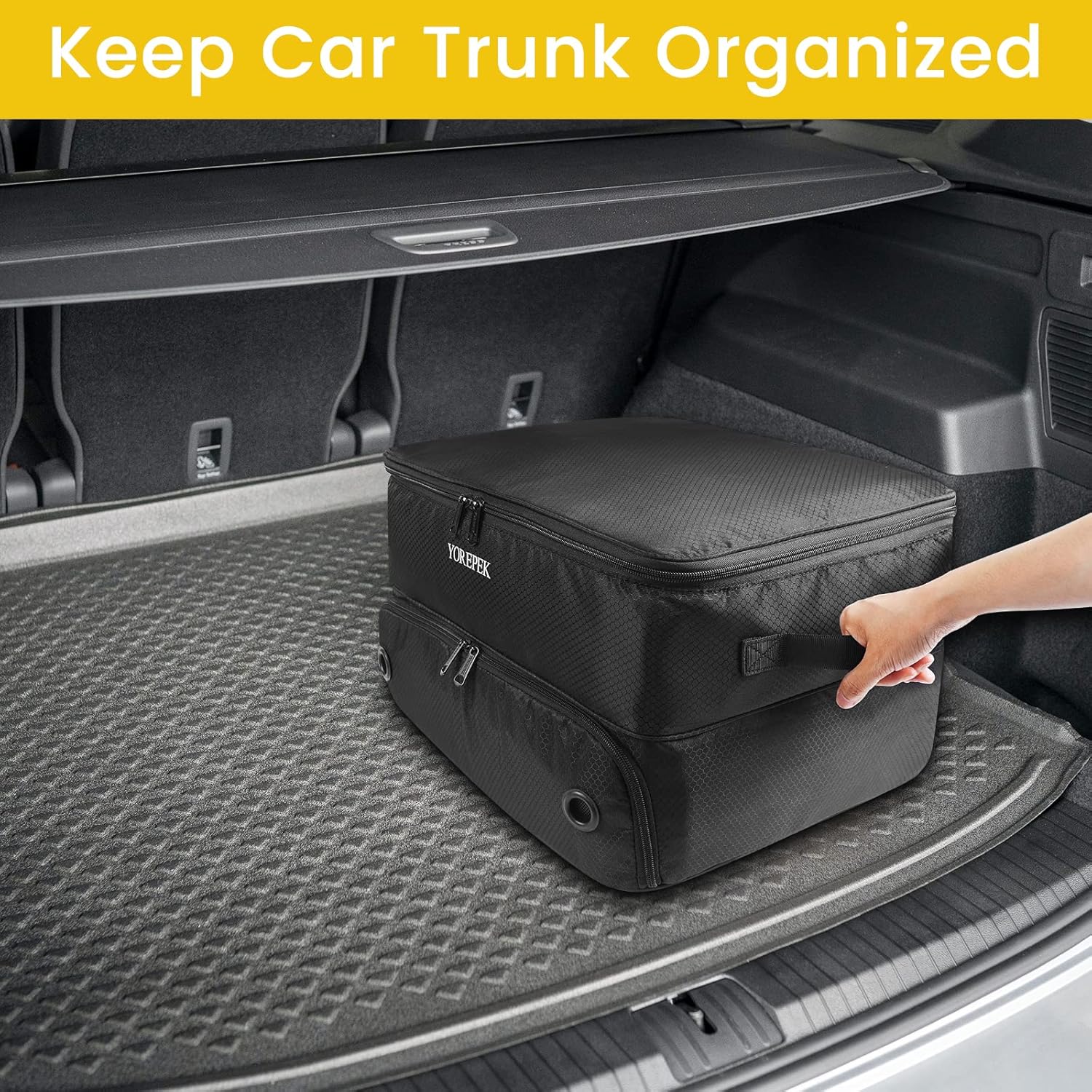 2 Layer Golf Trunk Organizer, Golf Gifts for Men with Separate Ventilated Compartment for 2 Pair Shoes, Waterproof Car Trunk Locker for Balls, Tees, Clothes, Gloves, Accessories, Golfer Gifts