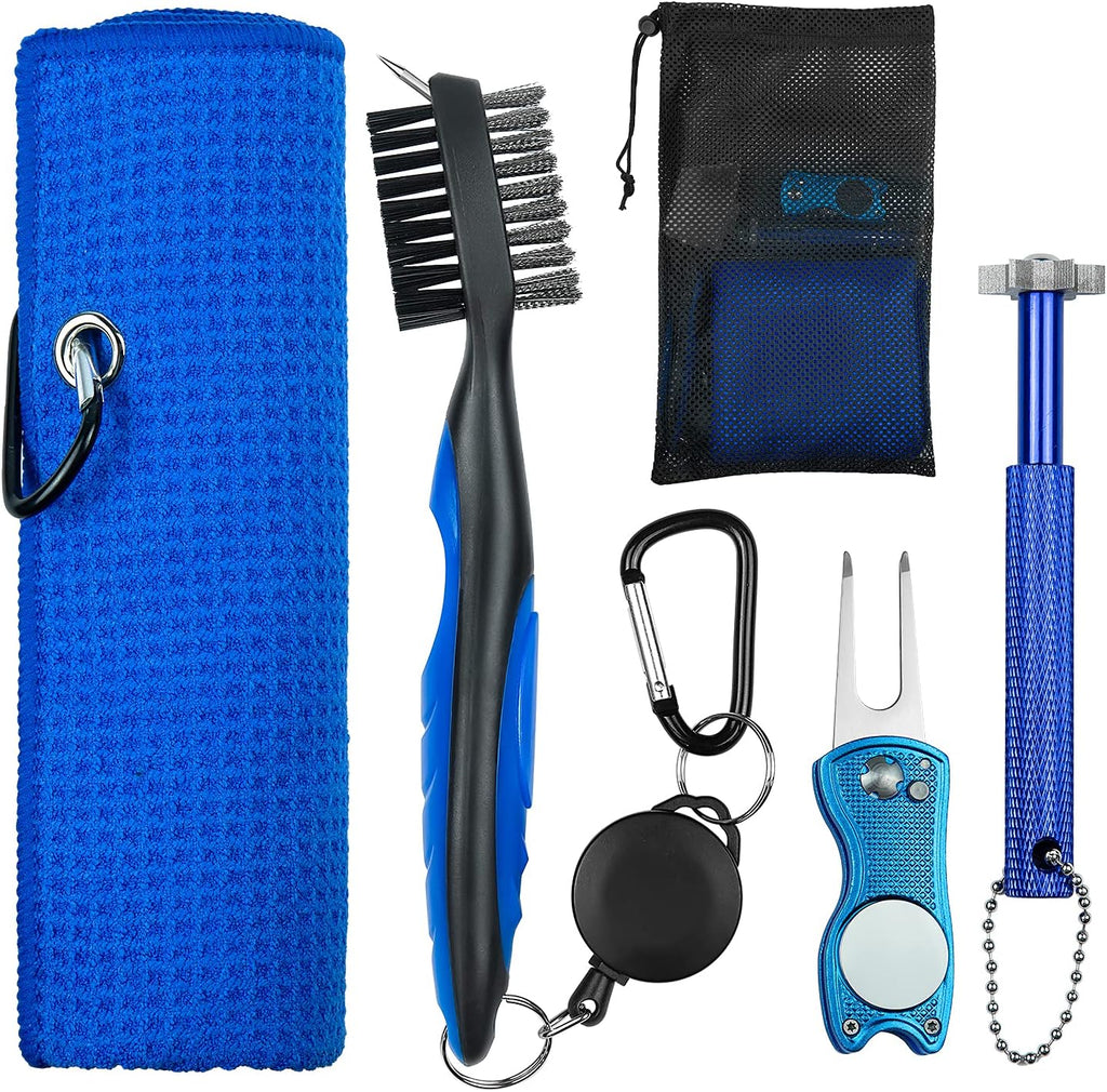 Golf Club Cleaner,Golf Towel,Golf Club Brush,Golf Club Groove Sharpener and Divot Repair Tool with Golf Pouch Bag,Golf Accessories for Men,Golf Ball Cleaner