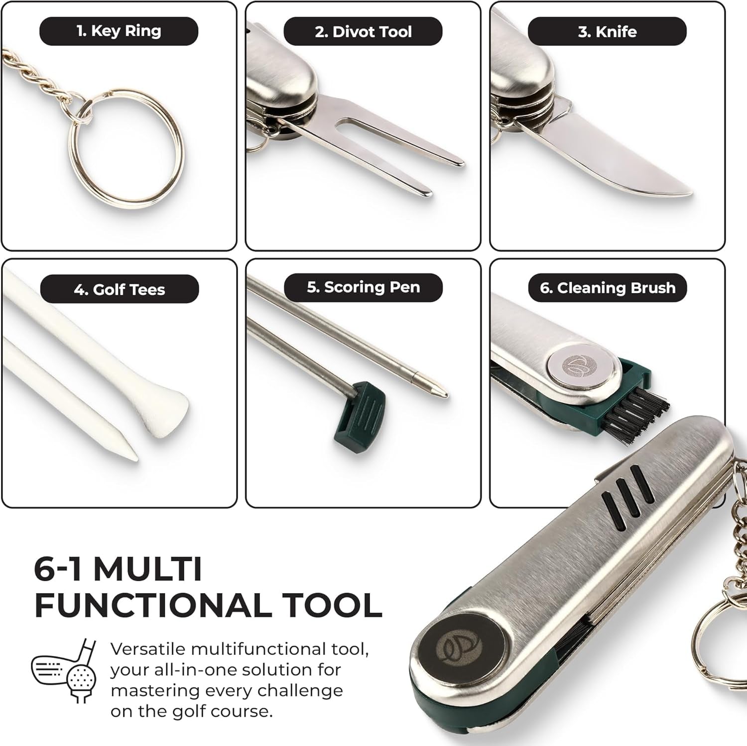 Golf Gift for Men Women - Luxury Golf Accessories Set with Case, 12 Golf Balls, Tees, Divot Tool Knife & Bag Hook - Perfect Holiday Tournament Prize